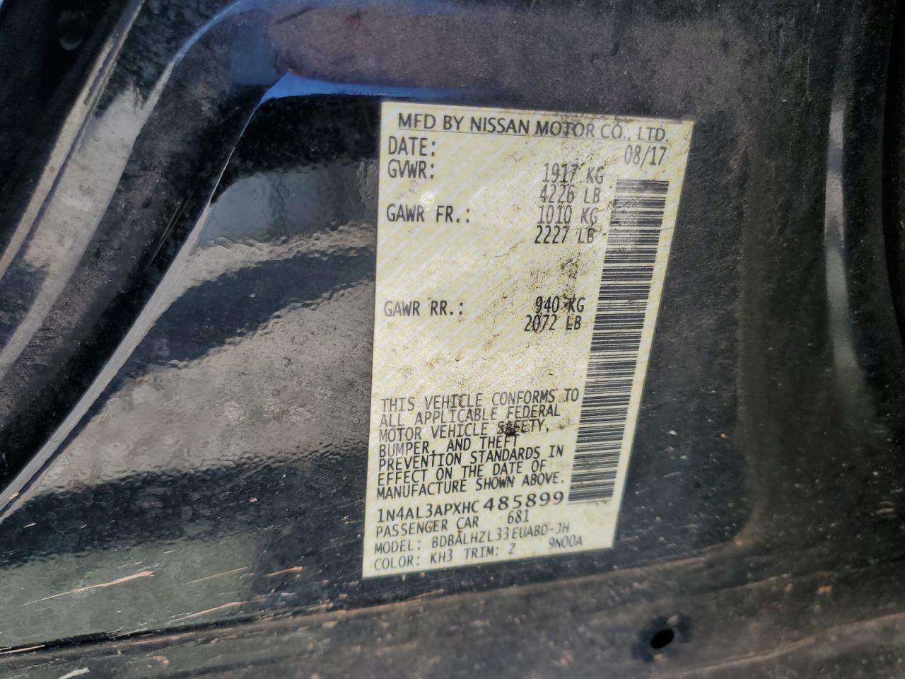 1N4AL3APXHC485899 NISSAN ALTIMA 2017
