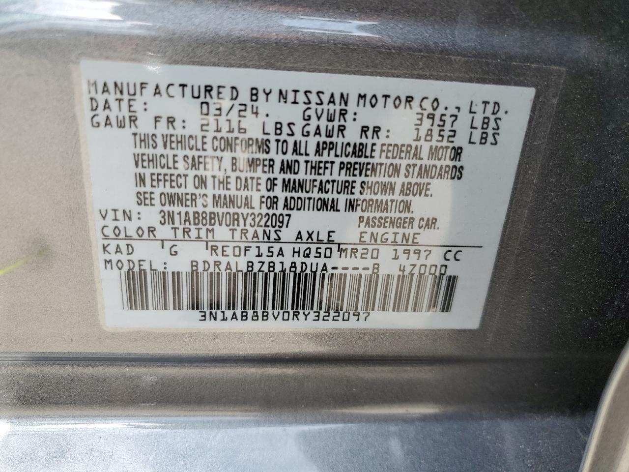 3N1AB8BV0RY322097 NISSAN SENTRA 2024