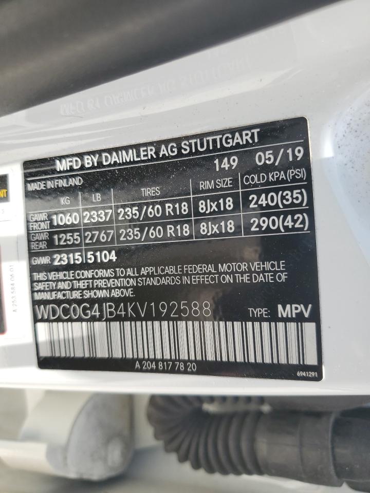 2019 Mercedes-Benz Glc 300 VIN: WDC0G4JB4KV192588 Lot: 56736075
