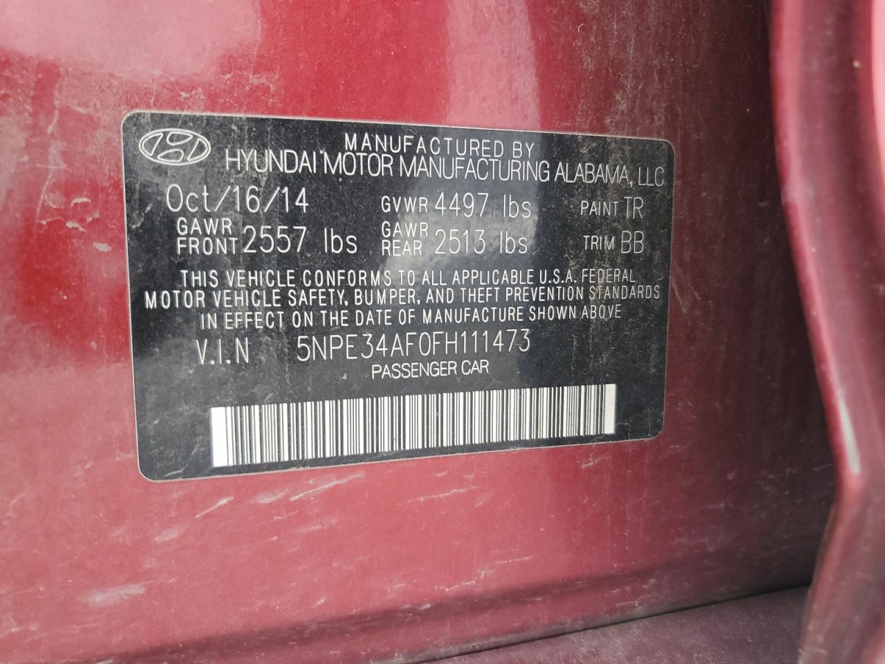 2015 Hyundai Sonata Sport VIN: 5NPE34AF0FH111473 Lot: 58959415