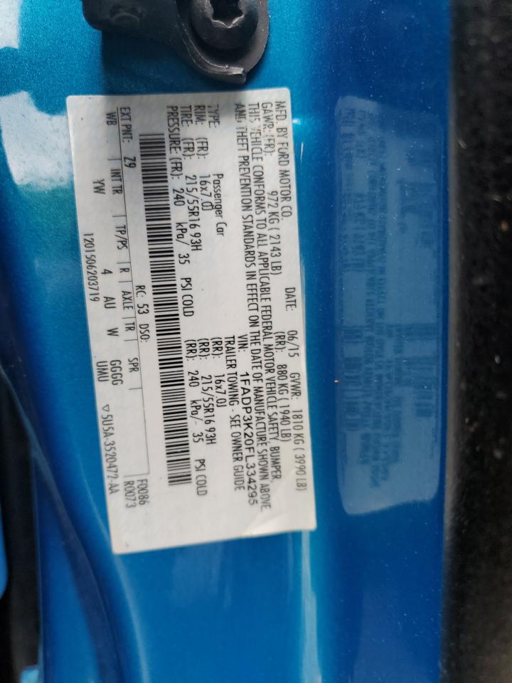 2015 Ford Focus Se VIN: 1FADP3K20FL334295 Lot: 56917635