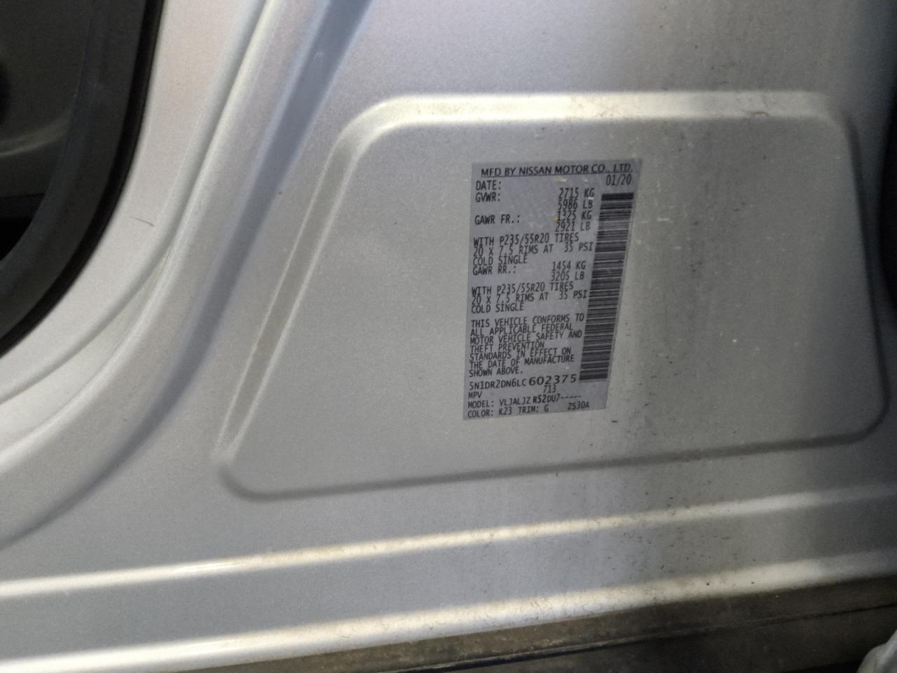 5N1DR2DN6LC602375 NISSAN PATHFINDER 2020