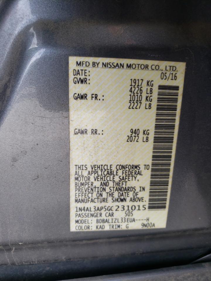 1N4AL3AP5GC231015 NISSAN ALTIMA 2016