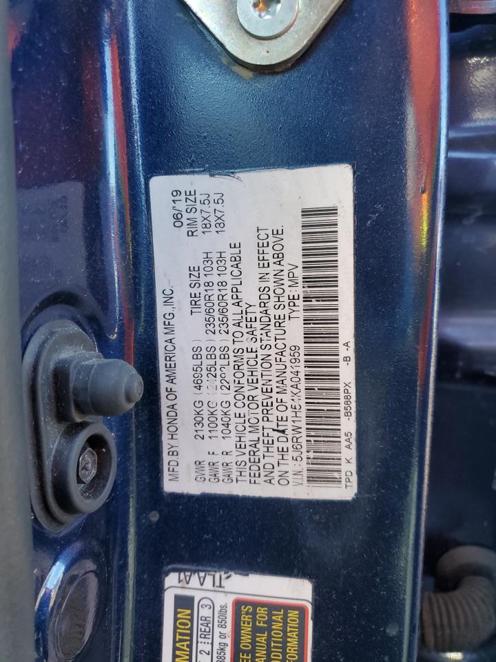 5J6RW1H54KA041959 HONDA CRV 2019