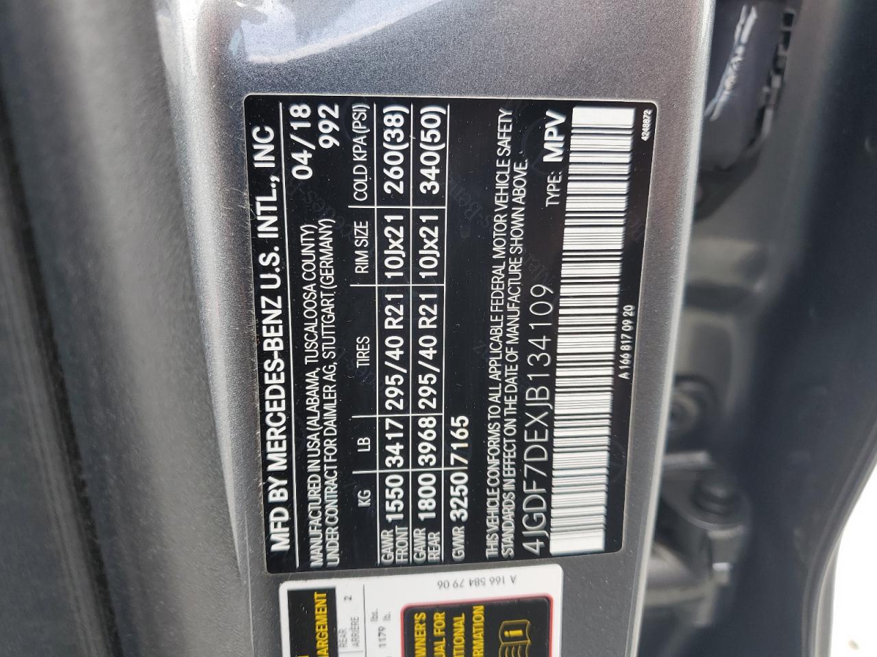 2018 Mercedes-Benz Gls 550 4Matic VIN: 4JGDF7DEXJB134109 Lot: 56599125