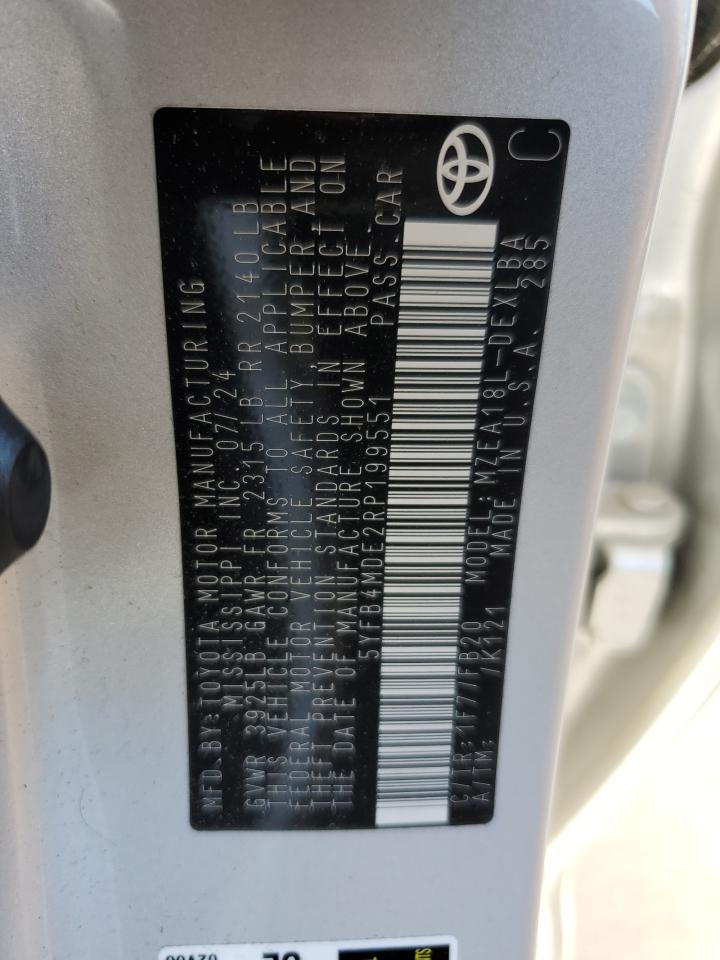 5YFB4MDE2RP199551 TOYOTA COROLLA 2024