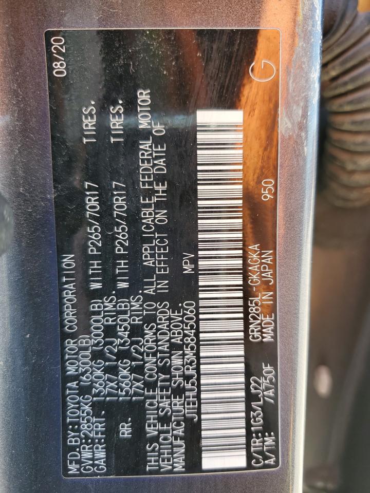 JTEHU5JR3M5845060 TOYOTA 4RUNNER 2021