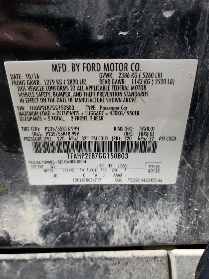 1FAHP2E87GG150803 FORD TAURUS 2016