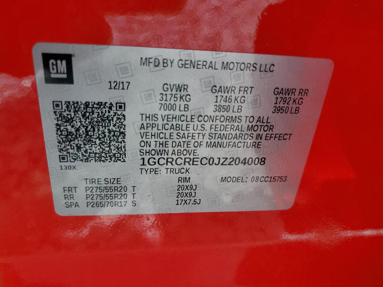 1GCRCREC0JZ204008 CHEVROLET ALL Models 2018