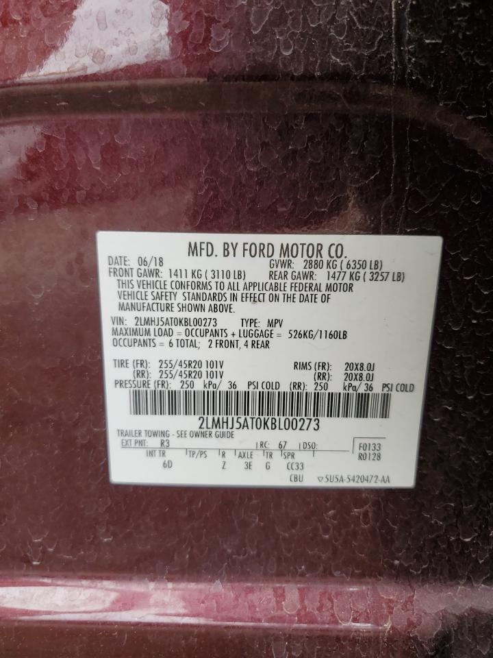 2019 Lincoln Mkt VIN: 2LMHJ5AT0KBL00273 Lot: 56232495