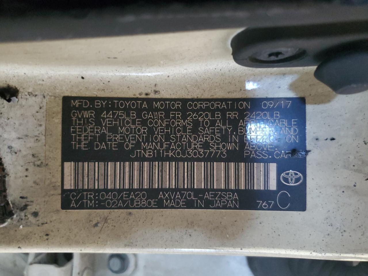 JTNB11HK0J3037773 TOYOTA CAMRY 2018