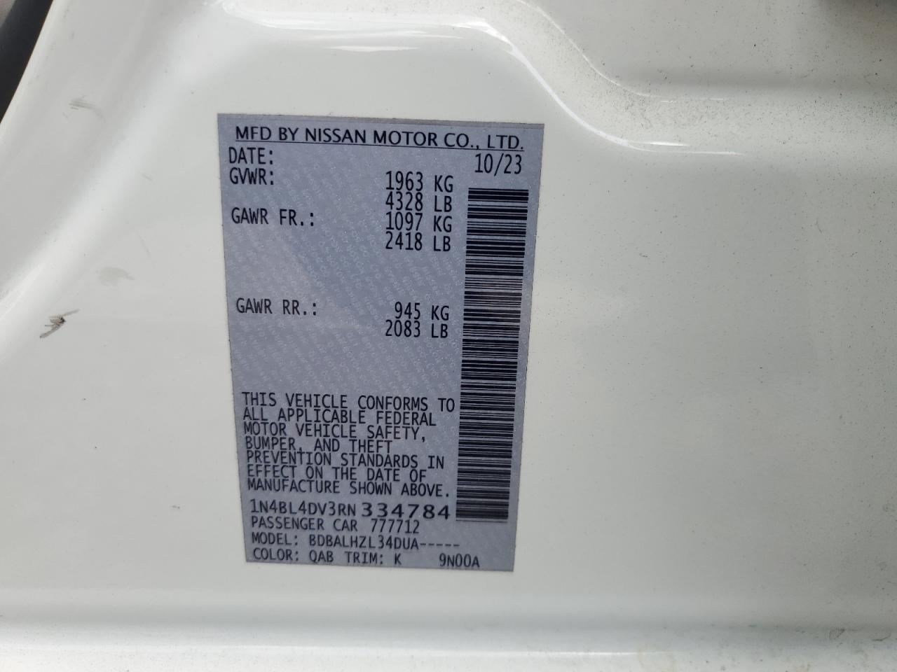 1N4BL4DV3RN334784 NISSAN ALTIMA 2024