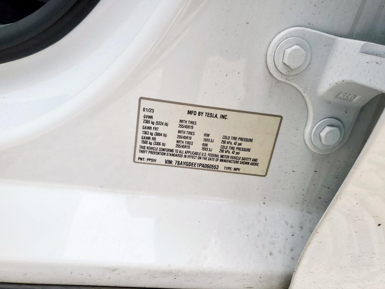 2023 Tesla Model Y VIN: 7SAYGDEE1PA060553 Lot: 57276615