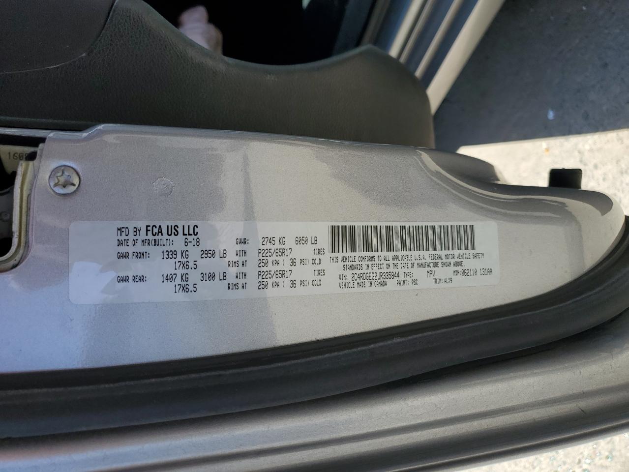2018 Dodge Grand Caravan Gt VIN: 2C4RDGEG2JR335844 Lot: 56764915