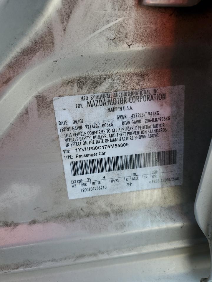 2007 Mazda 6 I VIN: 1YVHP80C175M55809 Lot: 56781005