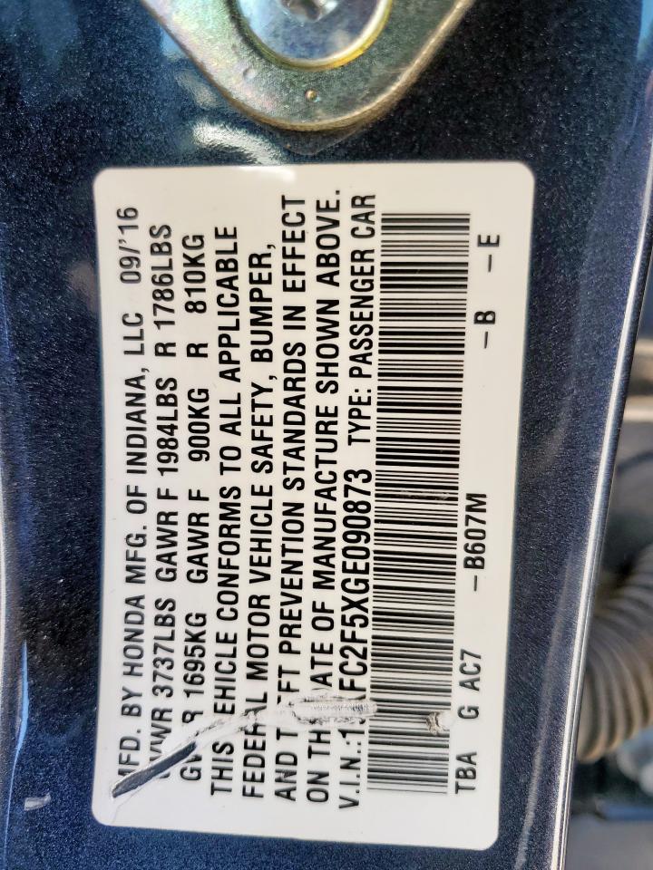 19XFC2F5XGE090873 HONDA CIVIC 2016