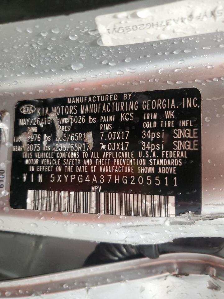5XYPG4A37HG205511 KIA SORENTO 2017
