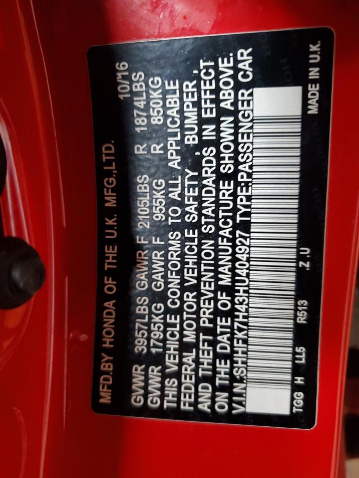 SHHFK7H43HU404927 HONDA CIVIC 2017