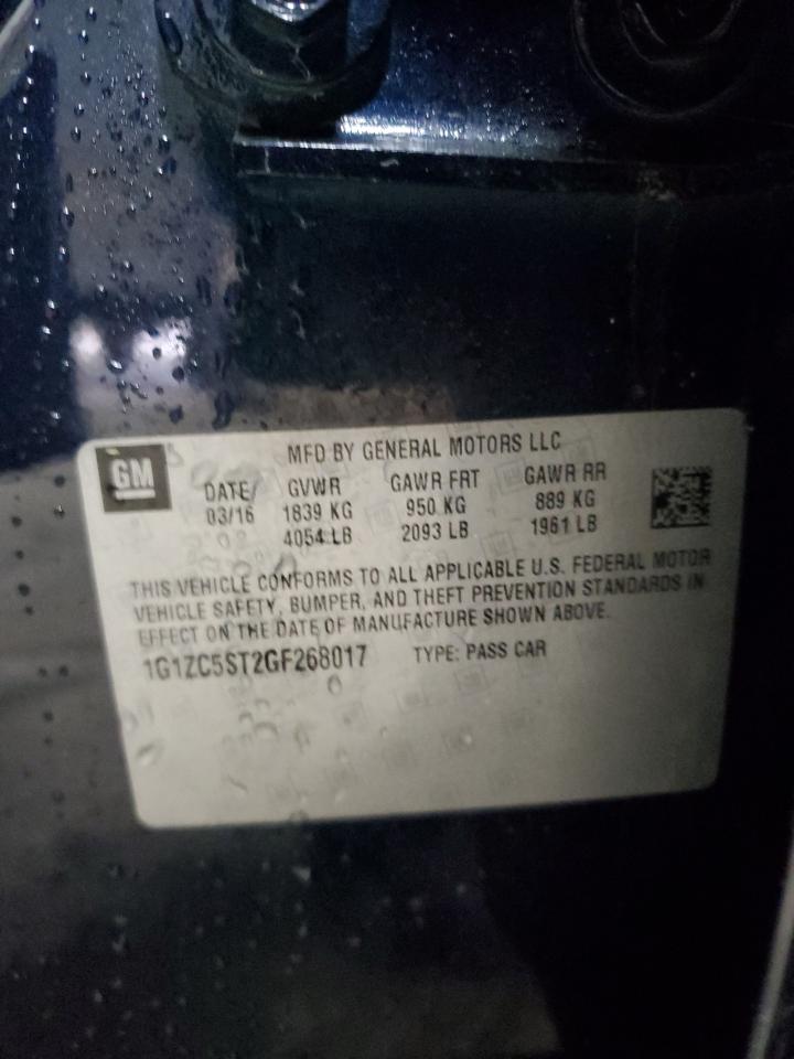 1G1ZC5ST2GF268017 CHEVROLET MALIBU 2016