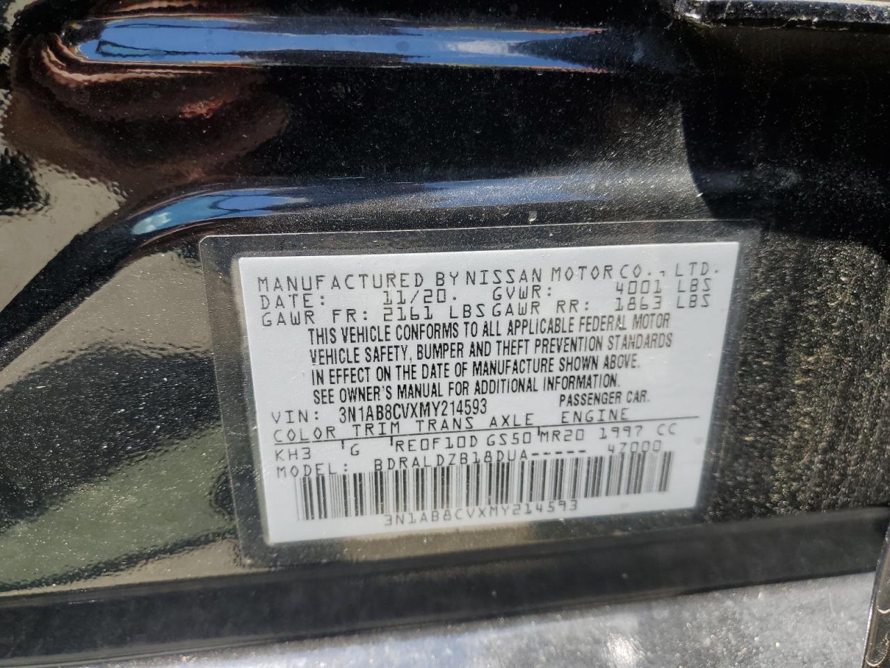3N1AB8CVXMY214593 NISSAN SENTRA 2021