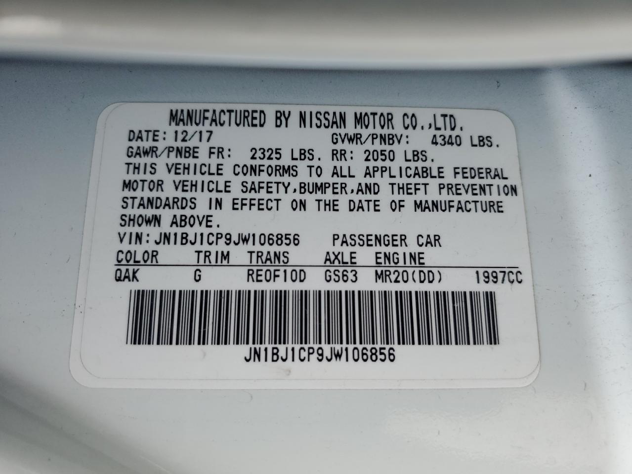 2018 Nissan Rogue Sport S VIN: JN1BJ1CP9JW106856 Lot: 55984695