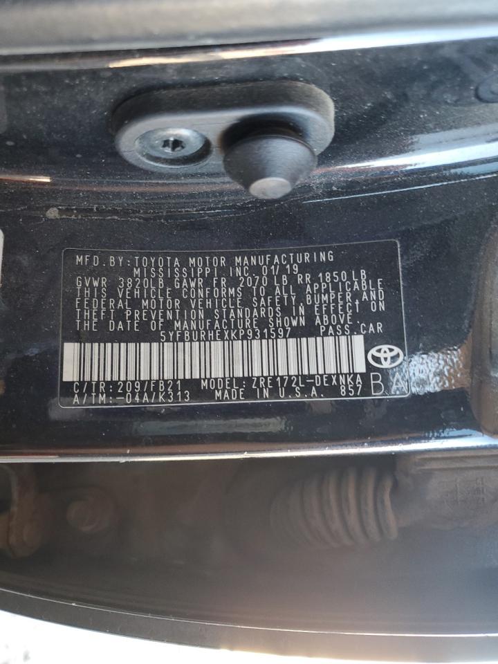 5YFBURHEXKP931597 TOYOTA COROLLA 2019
