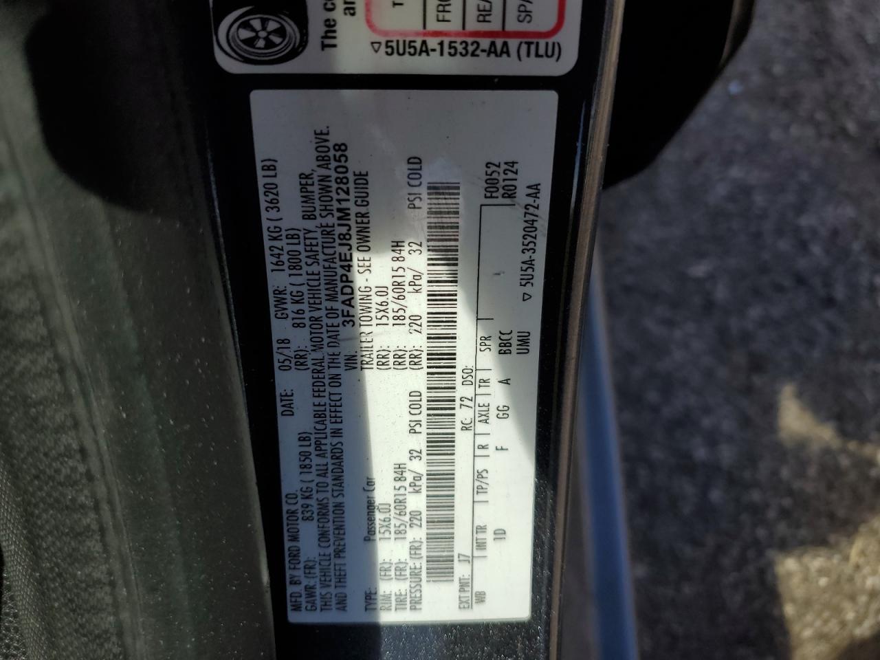 2018 Ford Fiesta Se VIN: 3FADP4EJ8JM128058 Lot: 57323415