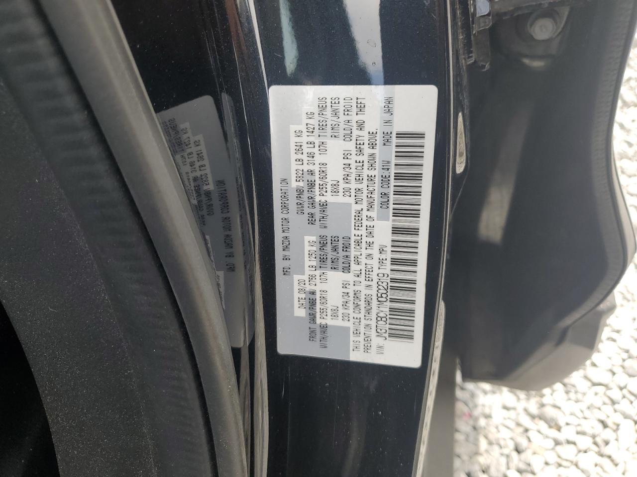 2021 Mazda Cx-9 Touring VIN: JM3TCBCY1M0502319 Lot: 56214825
