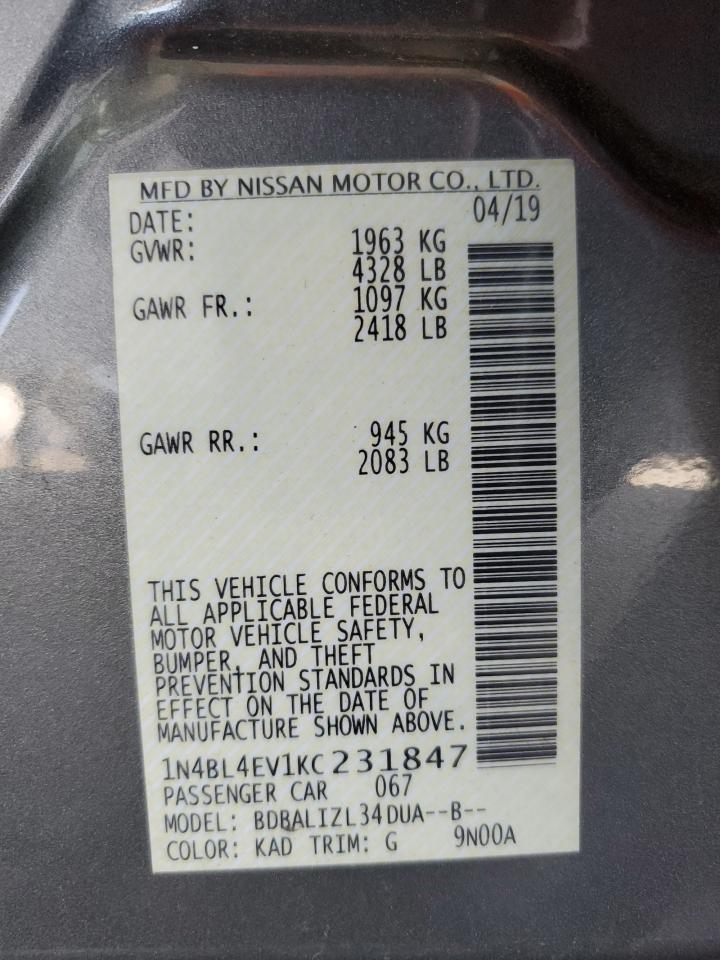 1N4BL4EV1KC231847 NISSAN ALTIMA 2019