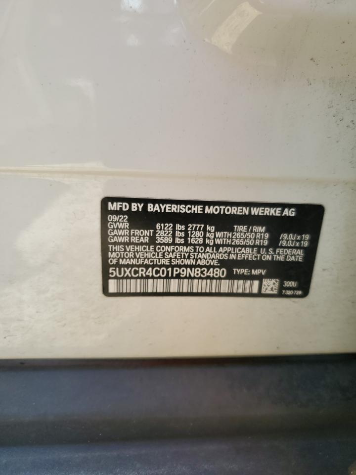 2023 BMW X5 Sdrive 40I VIN: 5UXCR4C01P9N83480 Lot: 57775695
