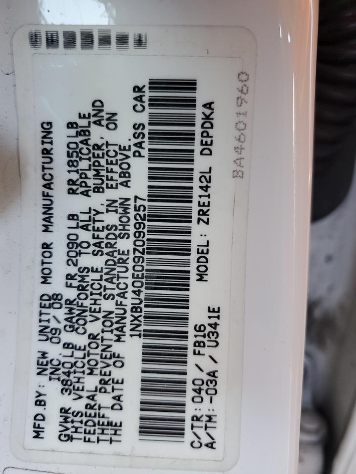 2009 Toyota Corolla Base VIN: 1NXBU40E09Z099257 Lot: 56486905