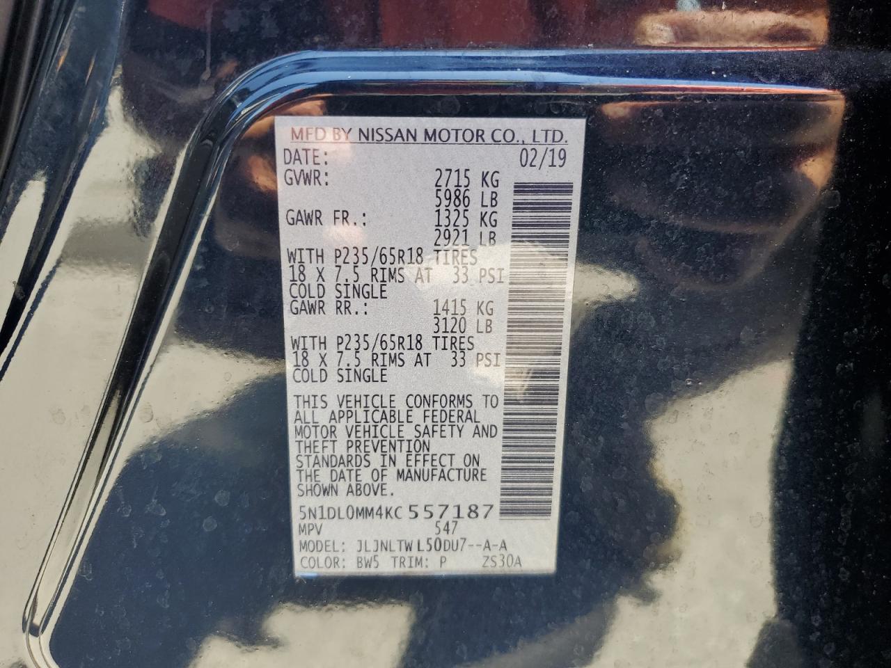 2019 Infiniti Qx60 Luxe VIN: 5N1DL0MM4KC557187 Lot: 56622965