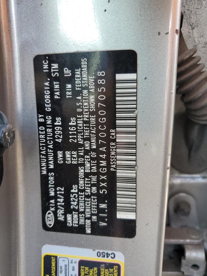 2012 Kia Optima Lx VIN: 5XXGM4A70CG070588 Lot: 57240995