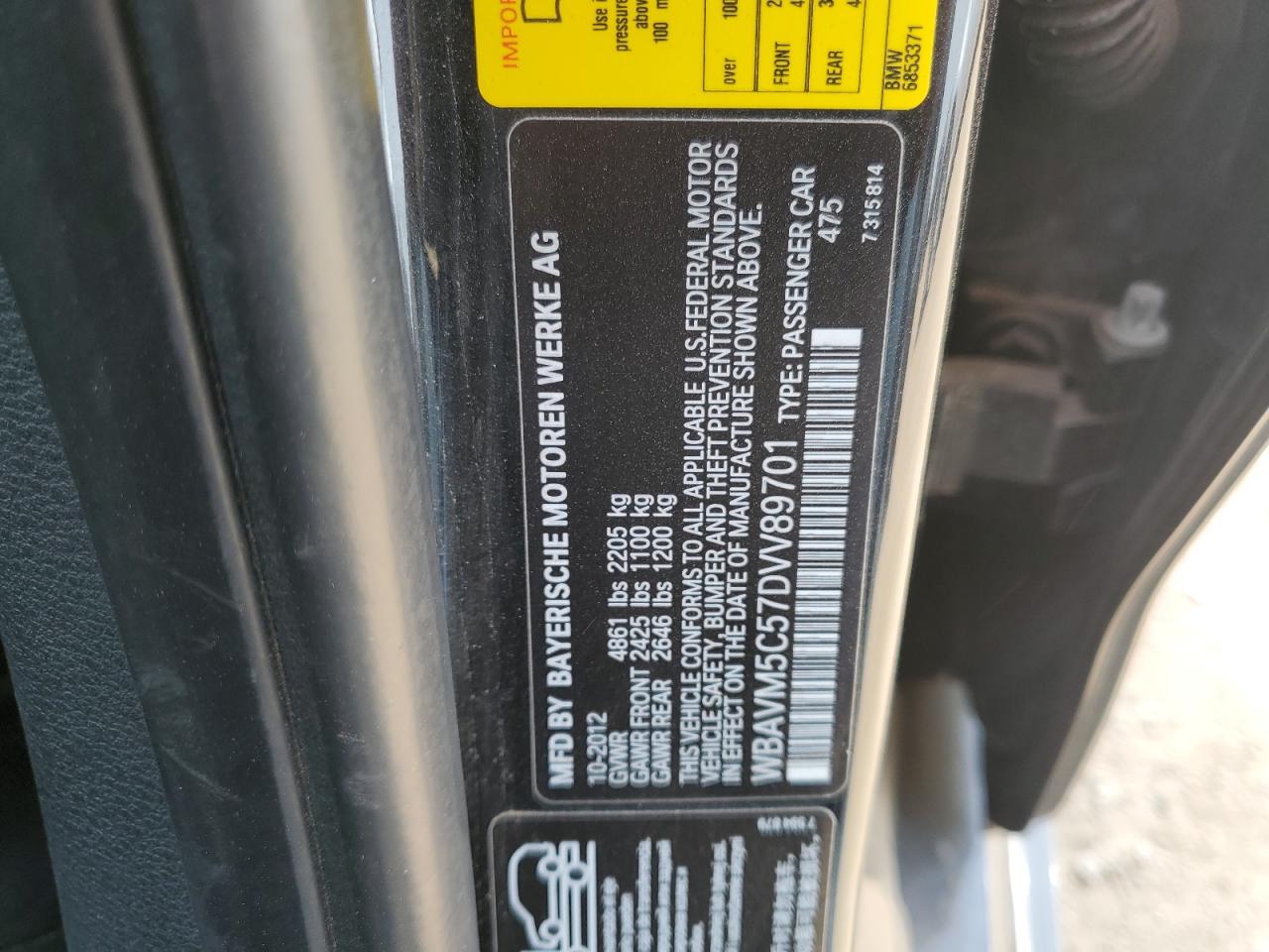 2013 BMW X1 xDrive35I VIN: WBAVM5C57DVV89701 Lot: 55260645