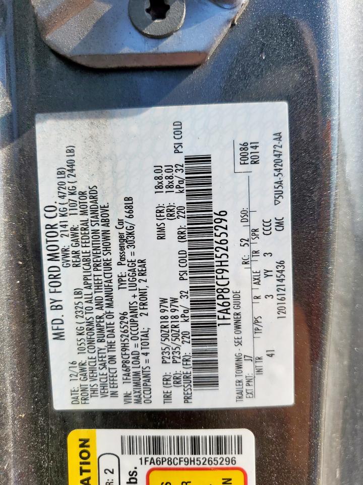 1FA6P8CF9H5265296 FORD MUSTANG 2017
