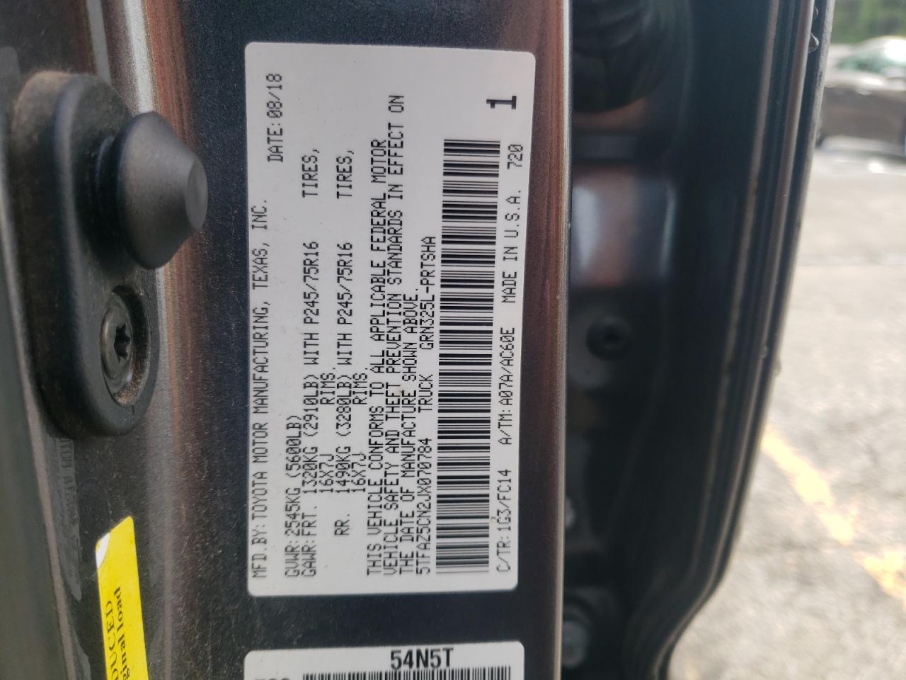 5TFAZ5CN2JX070784 TOYOTA TACOMA 2018