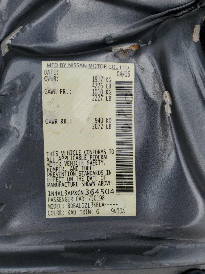 1N4AL3APXGN364504 NISSAN ALTIMA 2016