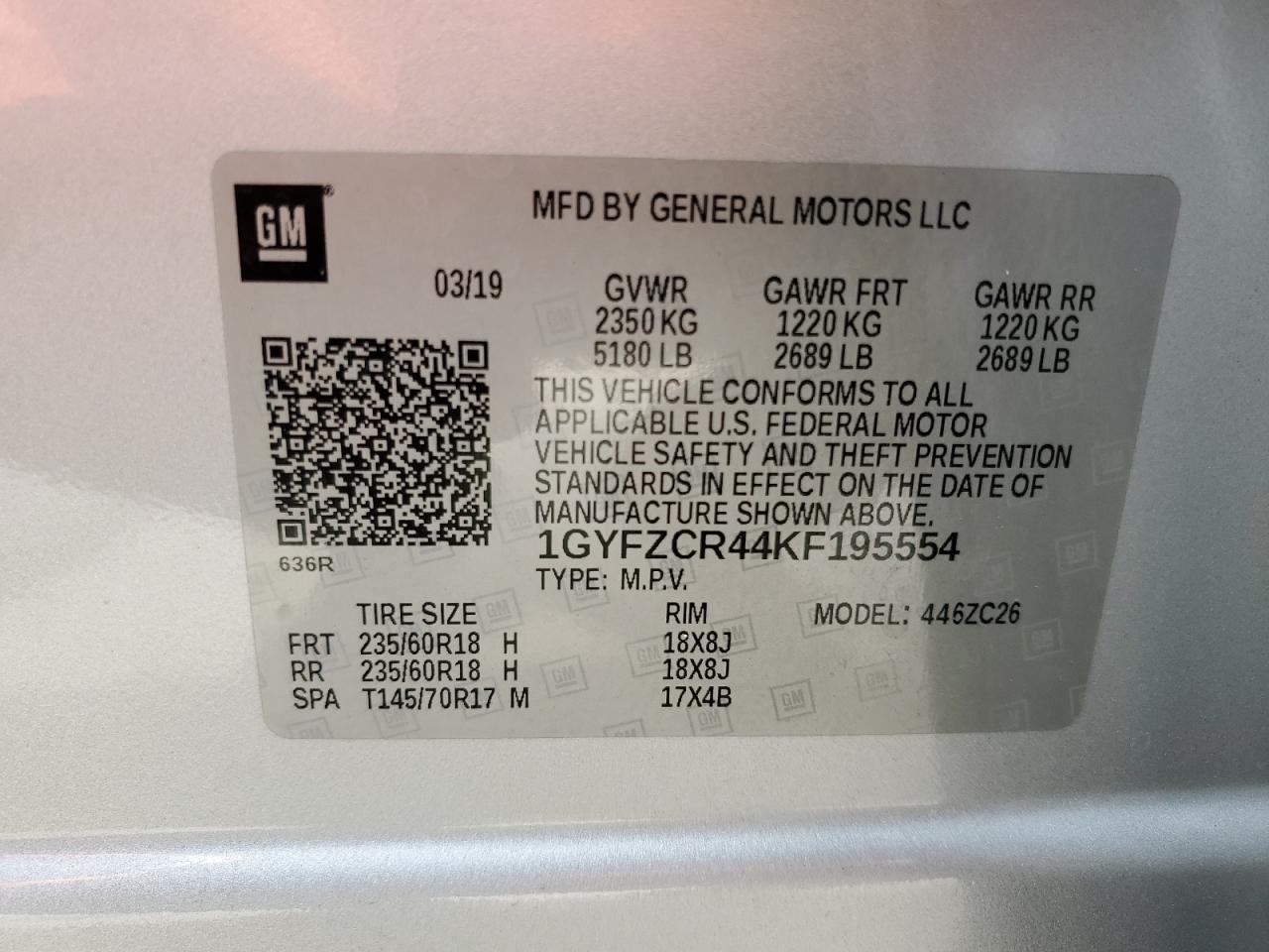 2019 Cadillac Xt4 Premium Luxury VIN: 1GYFZCR44KF195554 Lot: 55728095