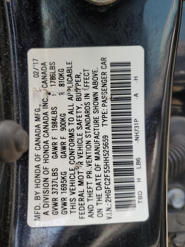 2HGFC2F55HH525659 HONDA CIVIC 2017
