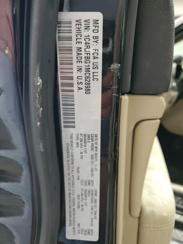 2021 Jeep Grand Cherokee Limited VIN: 1C4RJFBG1MC628980 Lot: 58996555