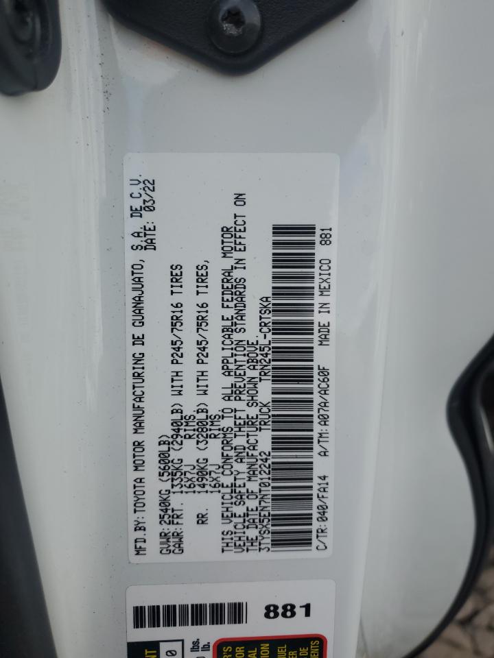 3TYSX5EN7NT012242 TOYOTA TACOMA 2022