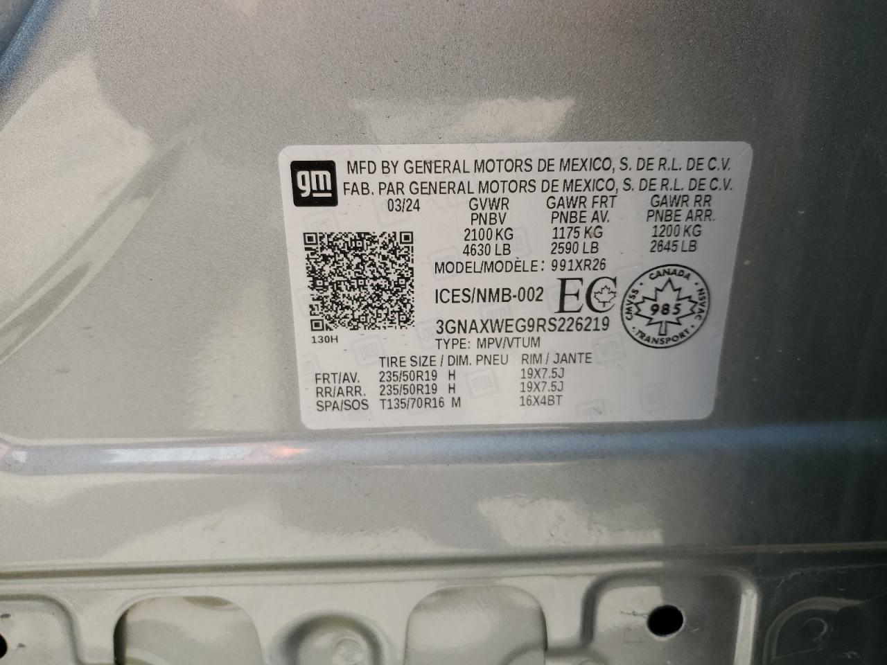 3GNAXWEG9RS226219 CHEVROLET EQUINOX 2024