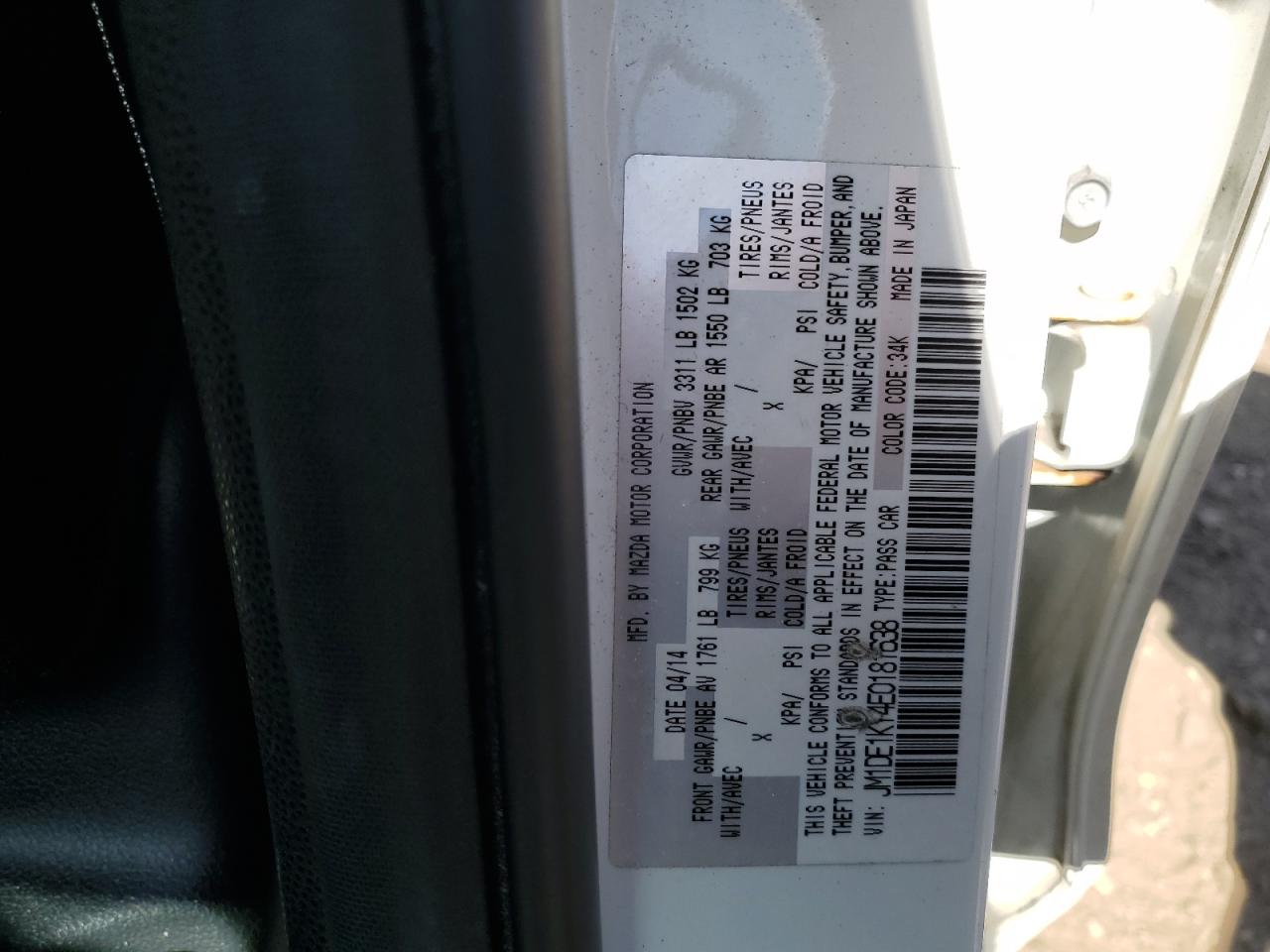 2014 Mazda Mazda2 Sport VIN: JM1DE1KY4E0181638 Lot: 57358885