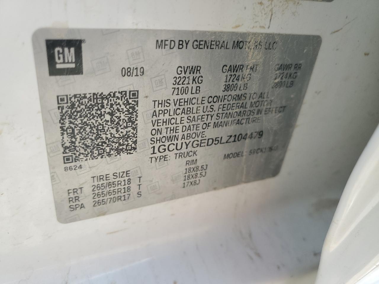 1GCUYGED5LZ104479 CHEVROLET ALL Models 2020