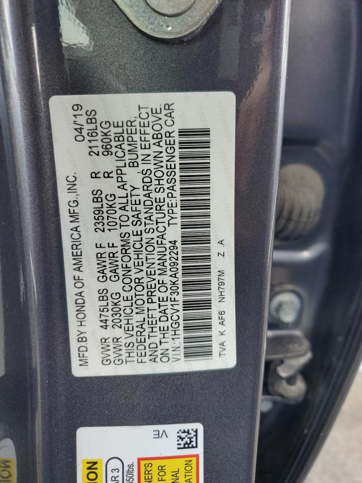1HGCV1F30KA092294 HONDA ACCORD 2019