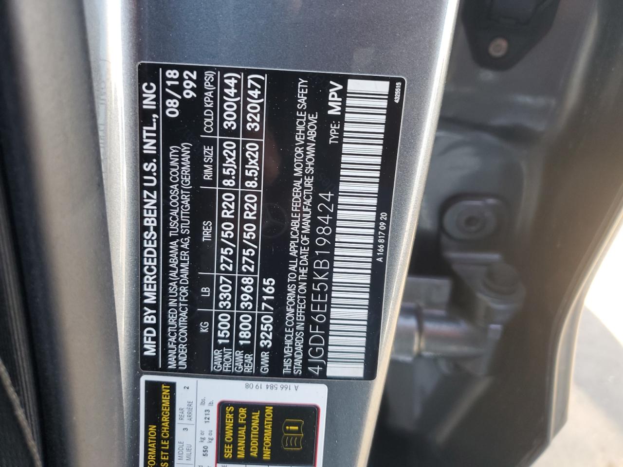2019 Mercedes-Benz Gls 450 4Matic VIN: 4JGDF6EE5KB198424 Lot: 56060955