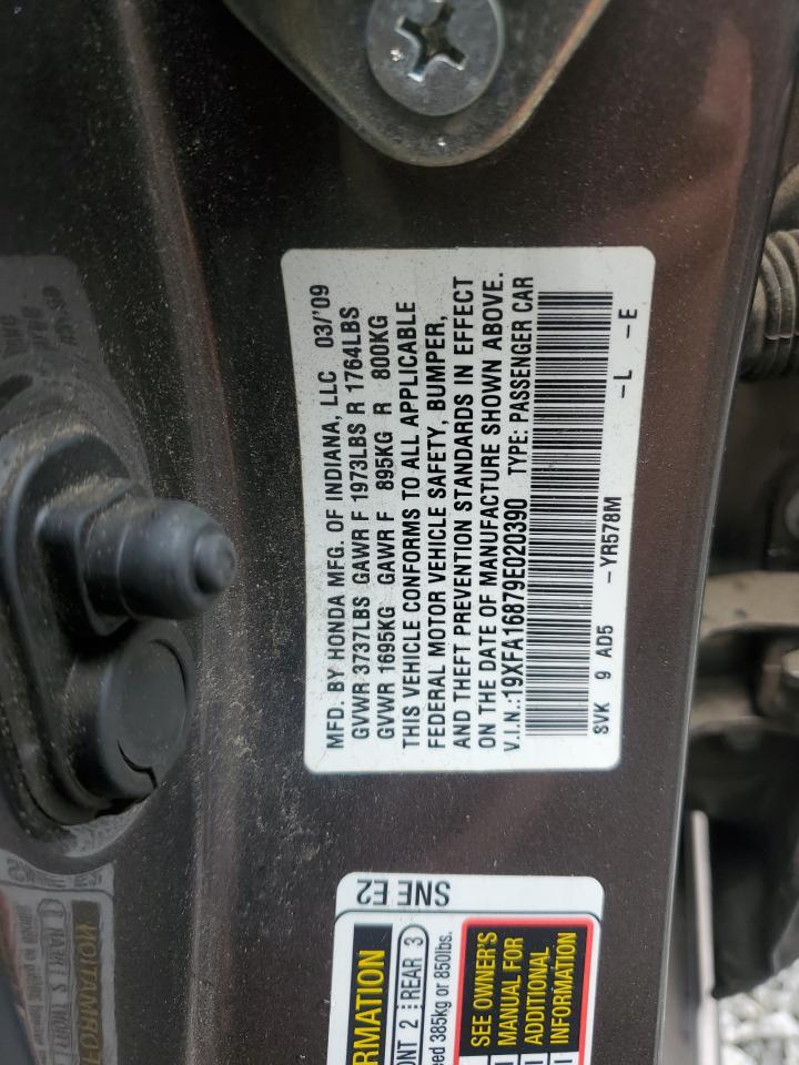 2009 Honda Civic Ex VIN: 19XFA16879E020390 Lot: 59013265