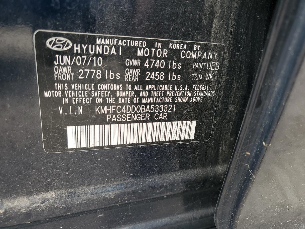 2011 Hyundai Azera Gls VIN: KMHFC4DD0BA533321 Lot: 55965045