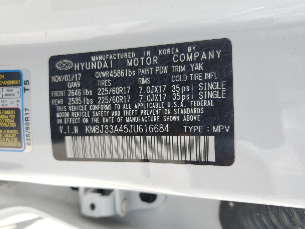 2018 Hyundai Tucson Sel VIN: KM8J33A45JU616684 Lot: 56757955
