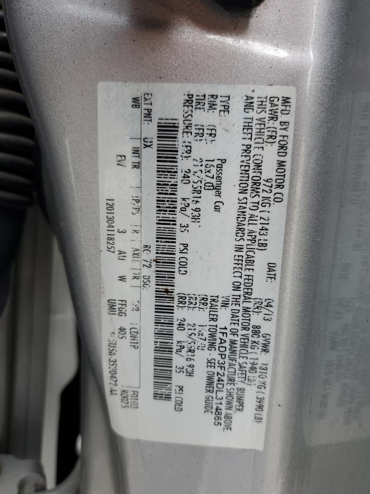2013 Ford Focus Se VIN: 1FADP3F24DL314865 Lot: 56746215